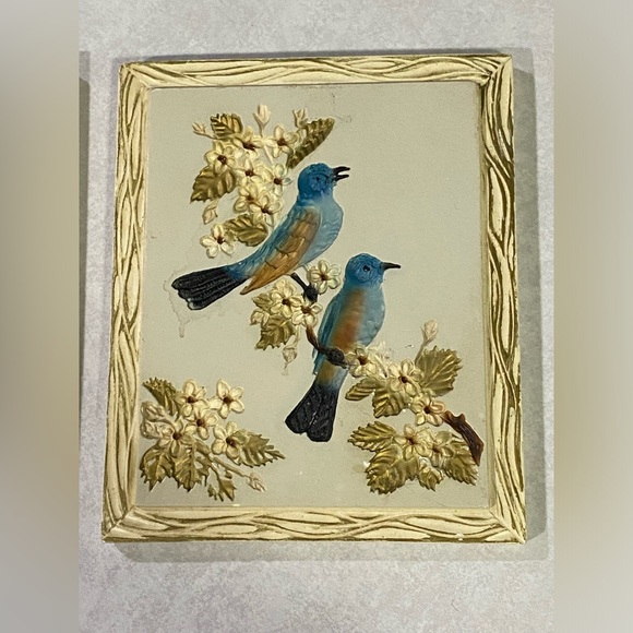 Pair of two vintage Devonware Chalkware wall hangings birds - Picture 8 of 9